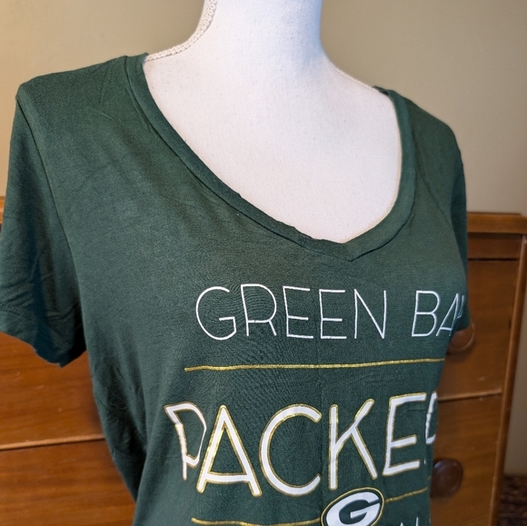 Green Bay Packers Slinky Classic V Neck Short Sleeve WMNS Shirt SZ L - Picture 3 of 11